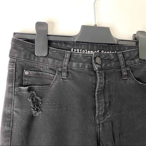 Articles Of Society Stephanie Step Hem Black Ankle Jeans - Picture 2 of 13